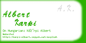 albert karpi business card